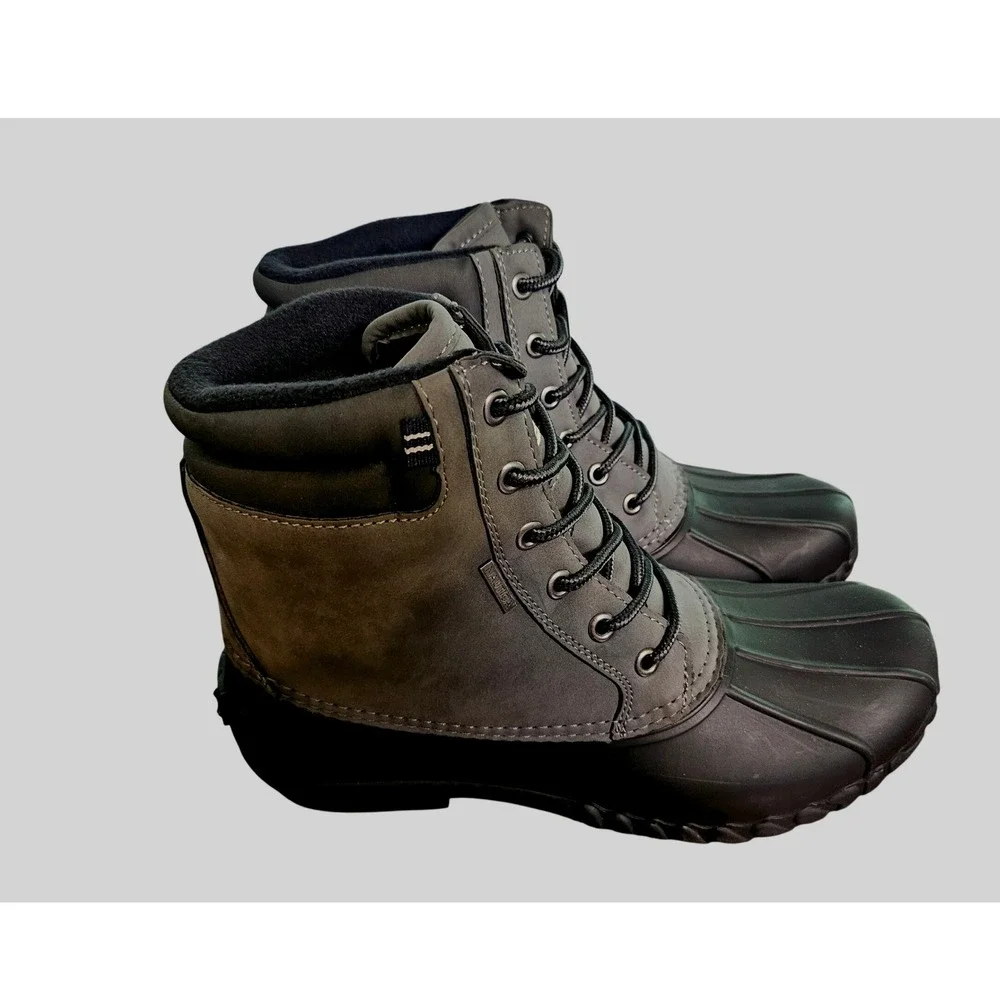 Nautica Duck Boots Mens Size 10 Charcoal Black Channing Insulated Snow Boots